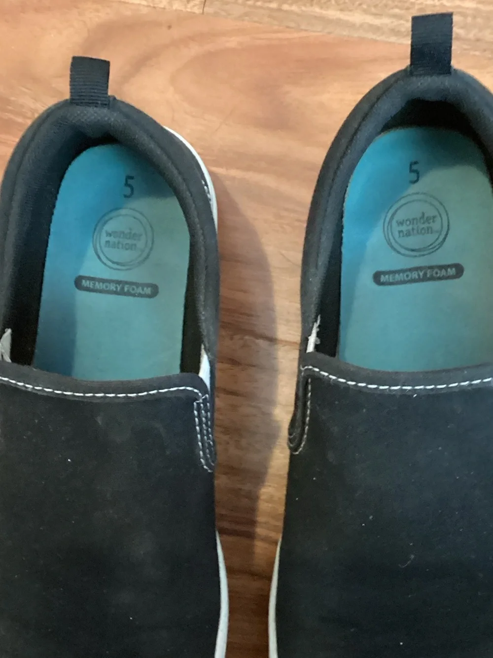 wonder nation Black Slip-On Canvas Loafers with White Soles